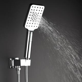 Mondawe Mondawell Square 3-Spray Patterns 12 in. Ceiling Mount Rain Dual Shower Heads with Handheld and Valve in Chrome MA-D98105CP