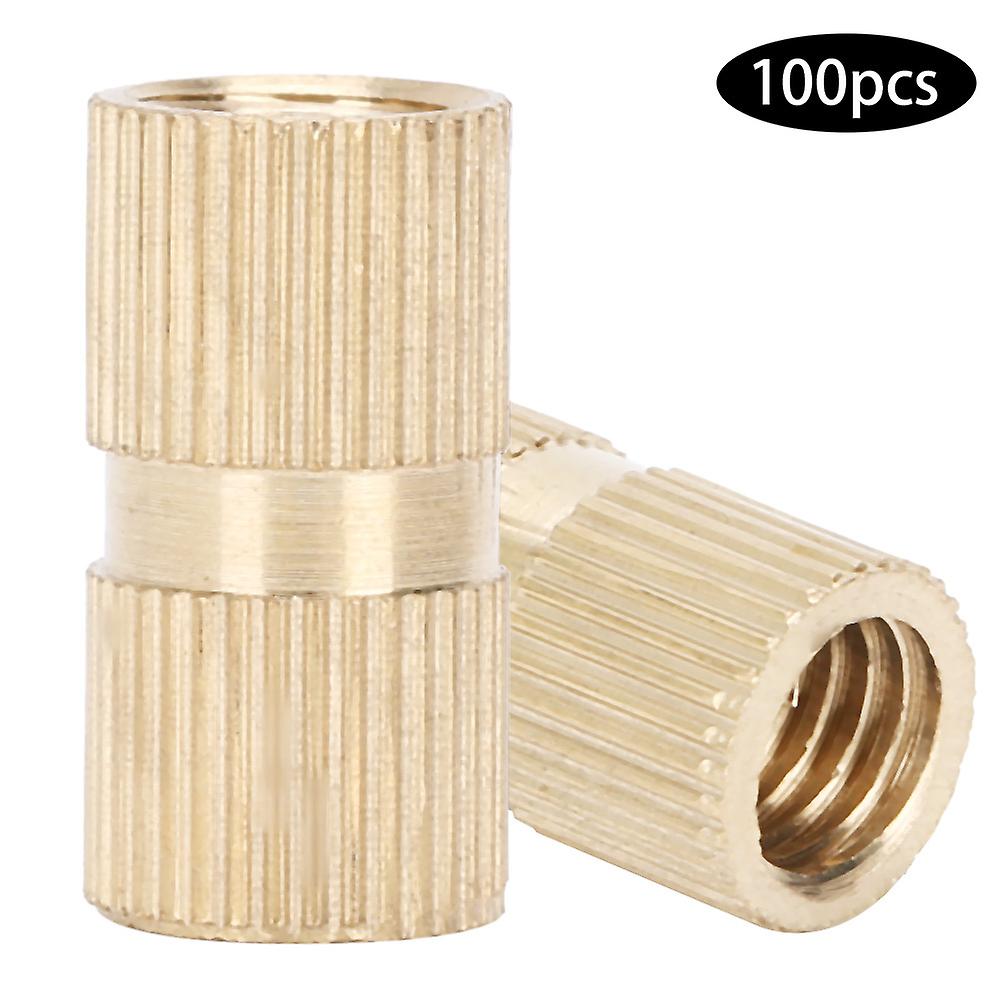 100pcs Knurl Insert Nut Brass Double Pass Embedded Fastener Handmade Accessoriesm8 X 16 X 10