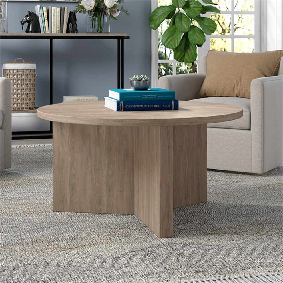 Henn ampHart 32 quotAntiqued Gray Oak Coffee Table   Transitional   Coffee Tables   by Homesquare  Houzz