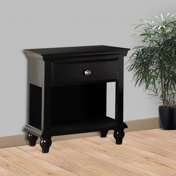 Benzara BM171575 Poplar Wood Night Stand With Draw...