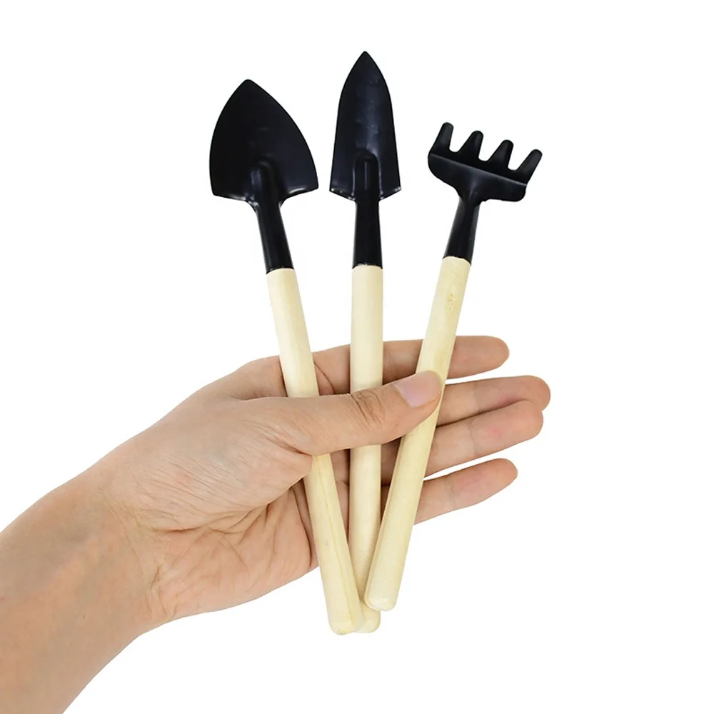 Mini Gardening Potting Tools Wooden Handle Shovel Rake Multifunctional Household Plant Tools Set