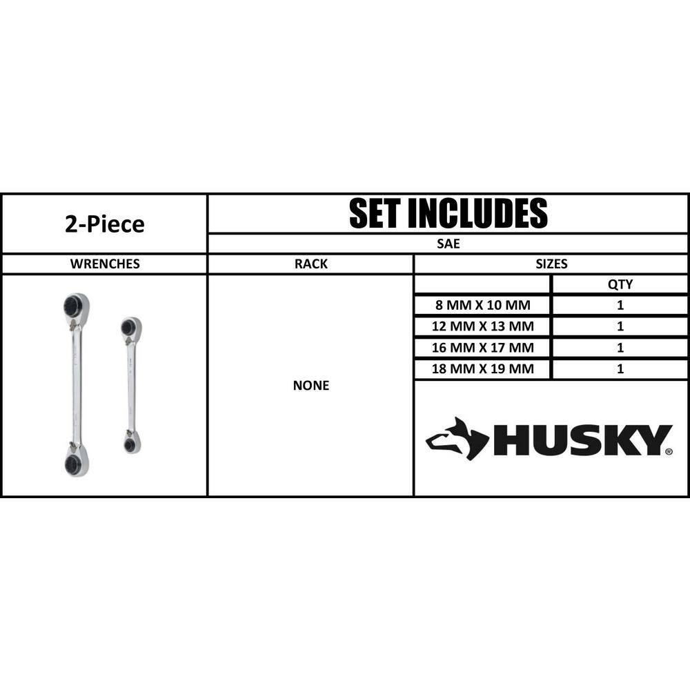 Husky Metric Quad Drive Ratcheting Wrench Set (2-Piece) HQRRW2PCMM