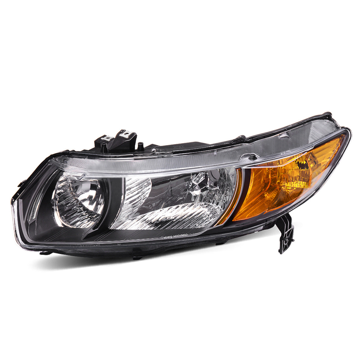 LEDKINGDOMUS Headlights Assembly for for 2006 2007 2008 2009 2010 2011 Honda Civic 2 Door Coupe Black Amber Corner Replace Headlamps Left+Right 33151SVAA01， 33101SVAA01