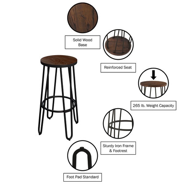 Lavish Home 24-Inch Hairpin Leg Bar Stools， 4-Pack