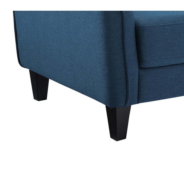 Fabric Upholstered Wooden Chair with Corner Blocked Frame， Blue - 36.5 H x 36.13 W x 33.5 L Inches