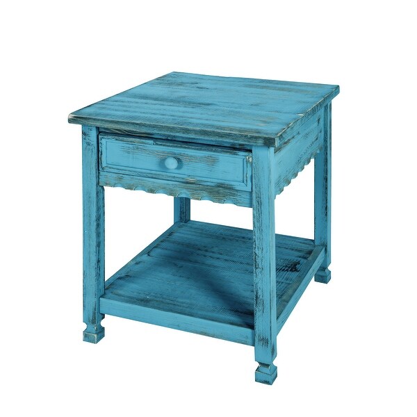 Alaterre Country Cottage End Table， Rustic Antique Finish