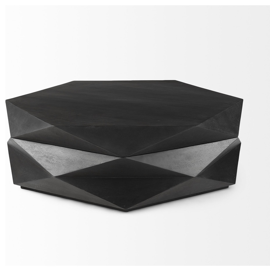 Mod Geometric Black Solid Wood Coffee Table   Transitional   Coffee Tables   by HomeRoots  Houzz