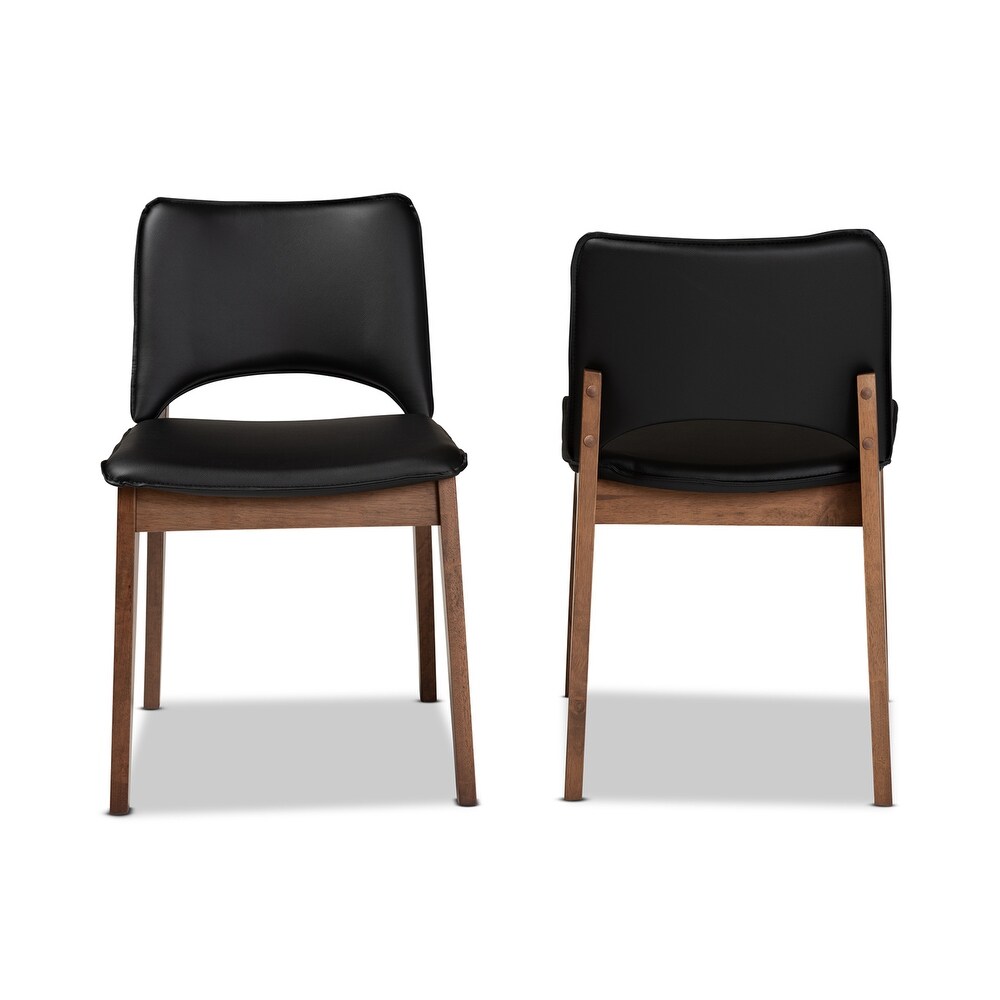 Afton Mid Century Modern 2 Piece Short Back Dining Chair Set