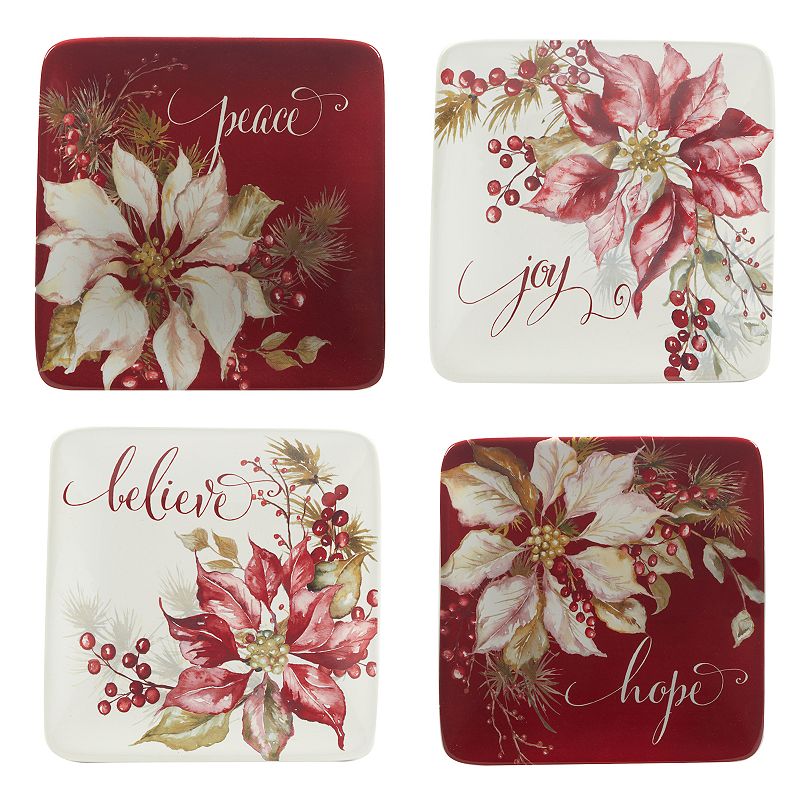 Certified International Set of 4 Winter's Joy Canape Plates