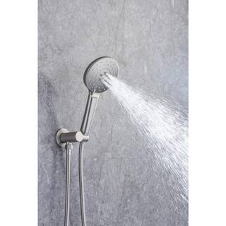 Mondawe Mondawell Round Single-Handle 3-Spray 10 in. Wall Mount Rain Dual Shower Heads with Handheld Spout  Valve in Nickel MA-D96203BN