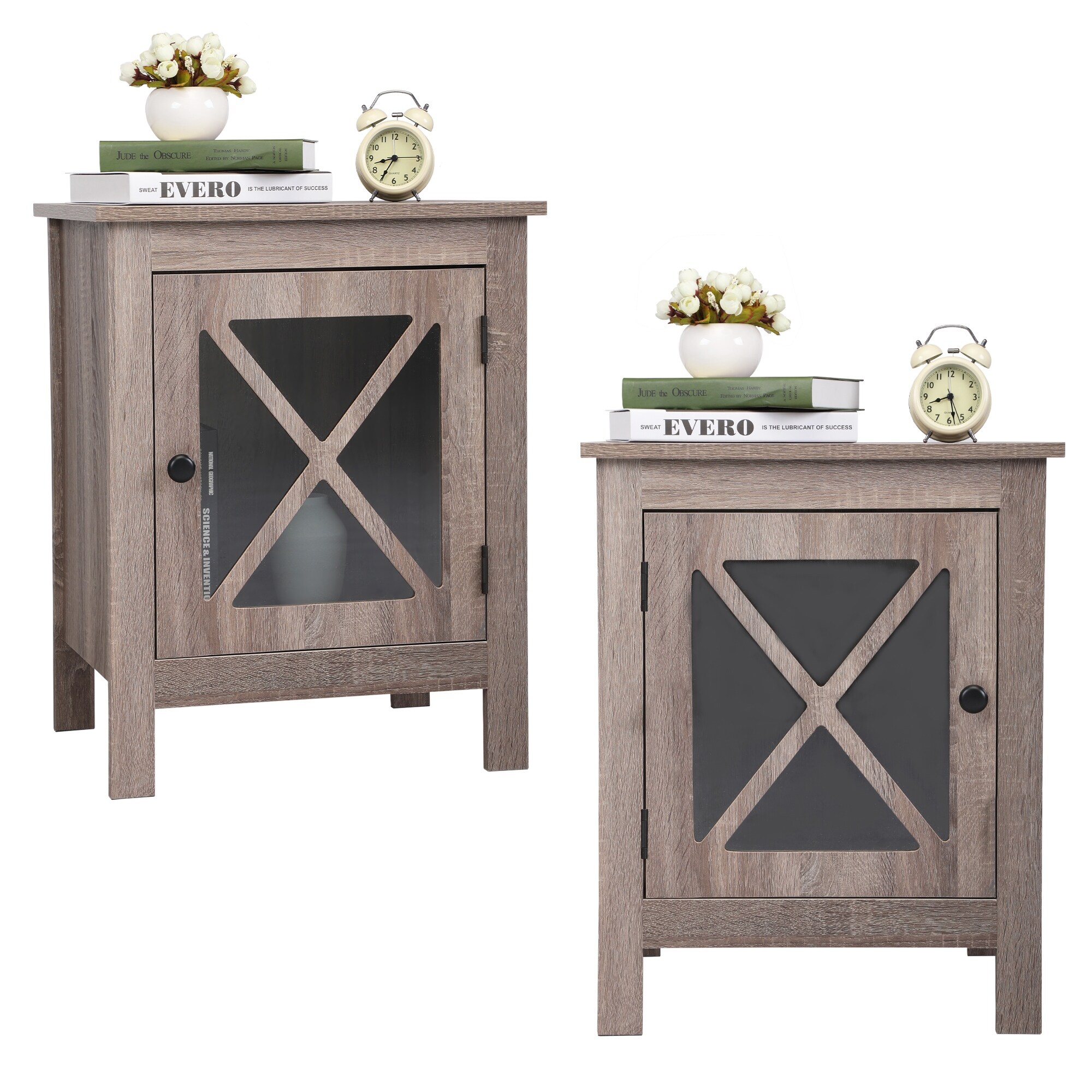 Modern Style MDF andPB Board Nightstand Set of 2 With a considerate foot-pads， End Table，for Your Bedrooms，LiVingrooms - - 37905259