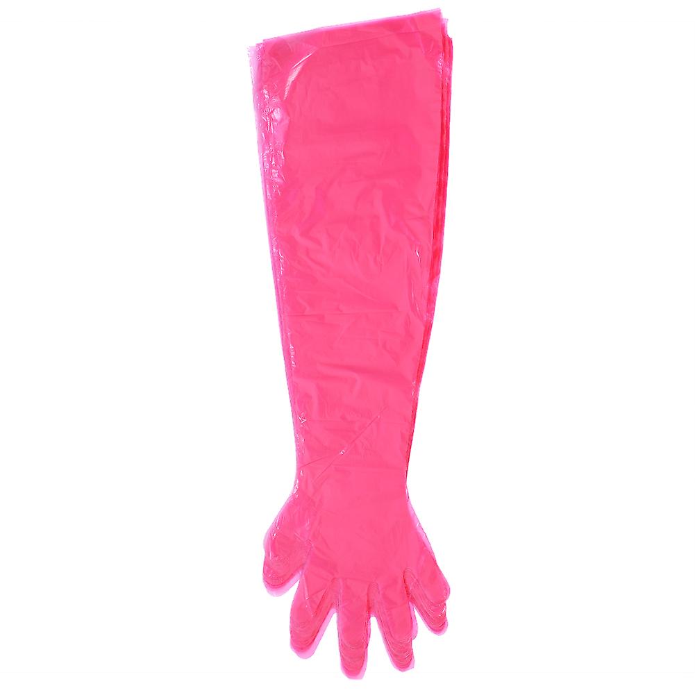 50pcs Disposable Long Arm Gloves Soft Elastic For Livestock Veterinary Examination Redred Long Arm Gloves