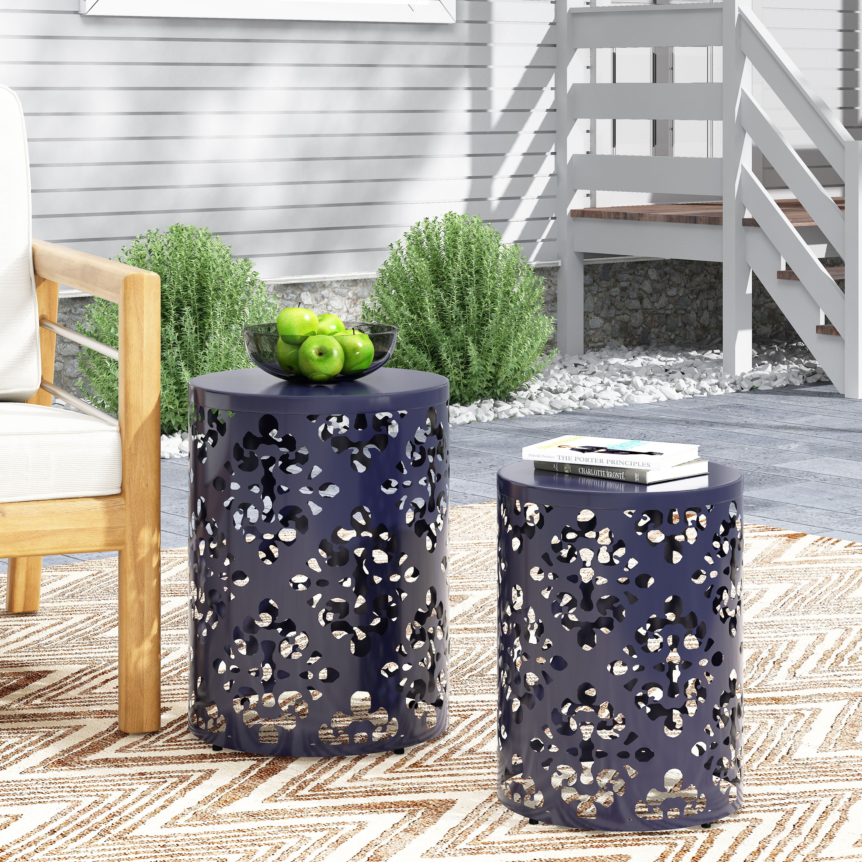 Verdugo Outdoor Metal Side Tables, Set of 2