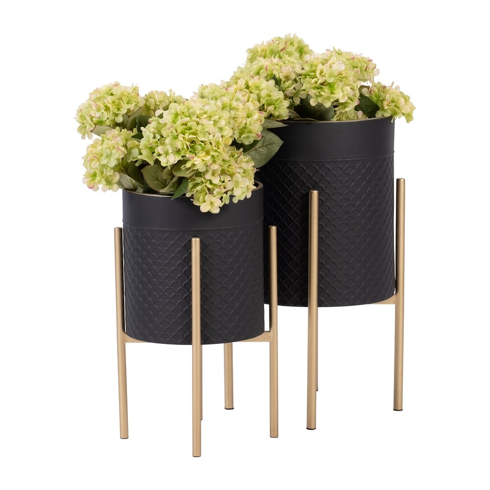 Set of 2 Honeycomb Large Planters Outdoor   Indoor Metal Stands Planters Decor for Garden and Balcony Elevated Planter