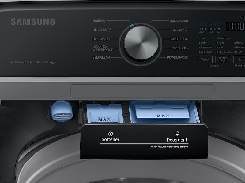 Samsung WA46CG3505AV 4.6 Cu. Ft. Large Capacity Smart Top Load Washer With Activewave™ Agitator And Active Waterjet In Brushed Black