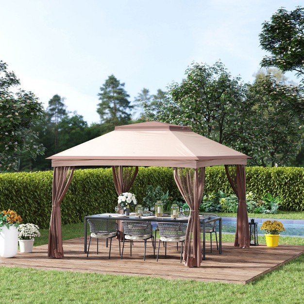 Outsunny 11 x27 X 11 x27 Pop Up Gazebo Outdoor Canopy Shelter With 2 tier Soft Top And Removable Zipper Netting Event Tent With Large Shade And Storage Bag For Patio Backyard Garden