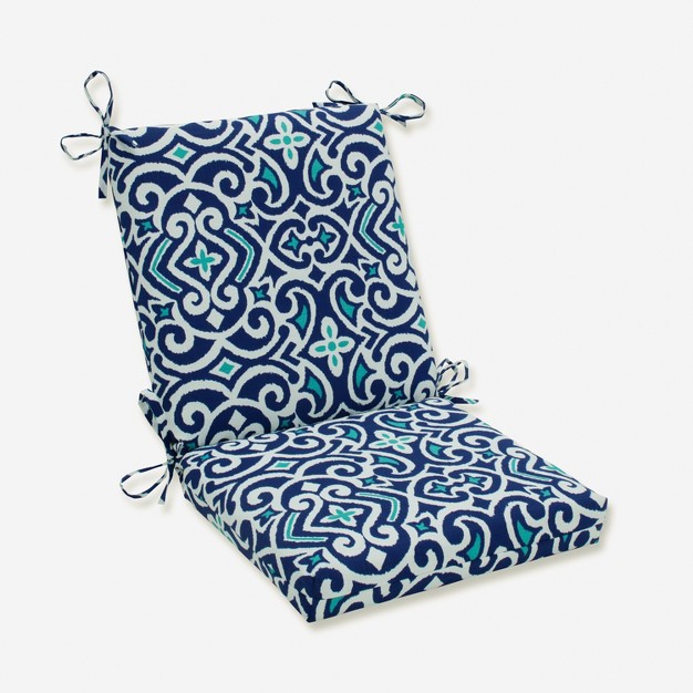 Outdoor indoor New Damask Marine Squared Corners Chair Cushion Pillow Perfect