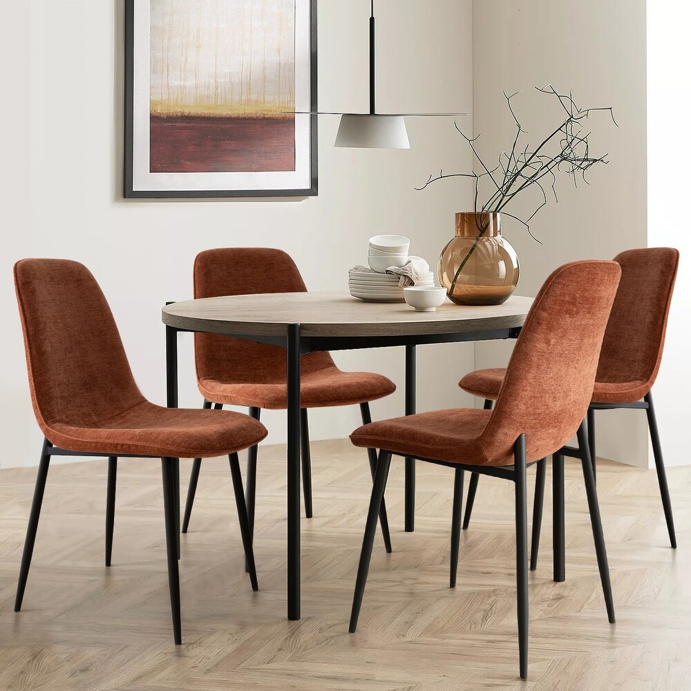 Upholstered Dining Chair with Black Metal Legs (Set of 4)