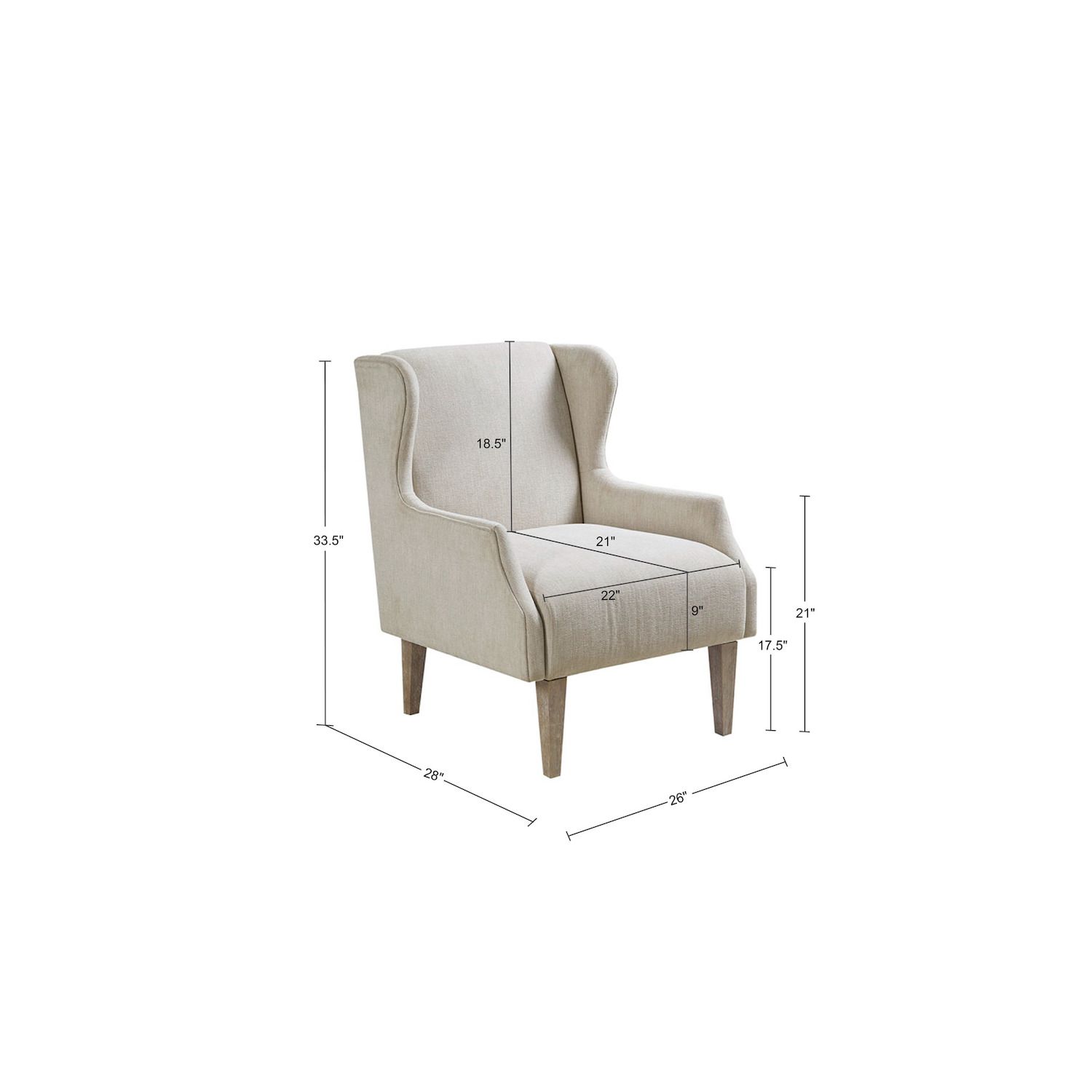 Martha Stewart Malcom Wing Back Upholstered Accent Chair