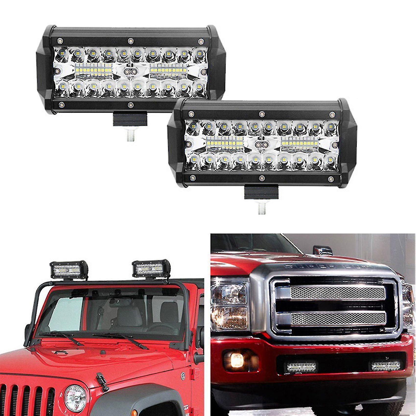 2pcs Led Bar 7 Inch Led Bar 3 Rows Combo Beam B