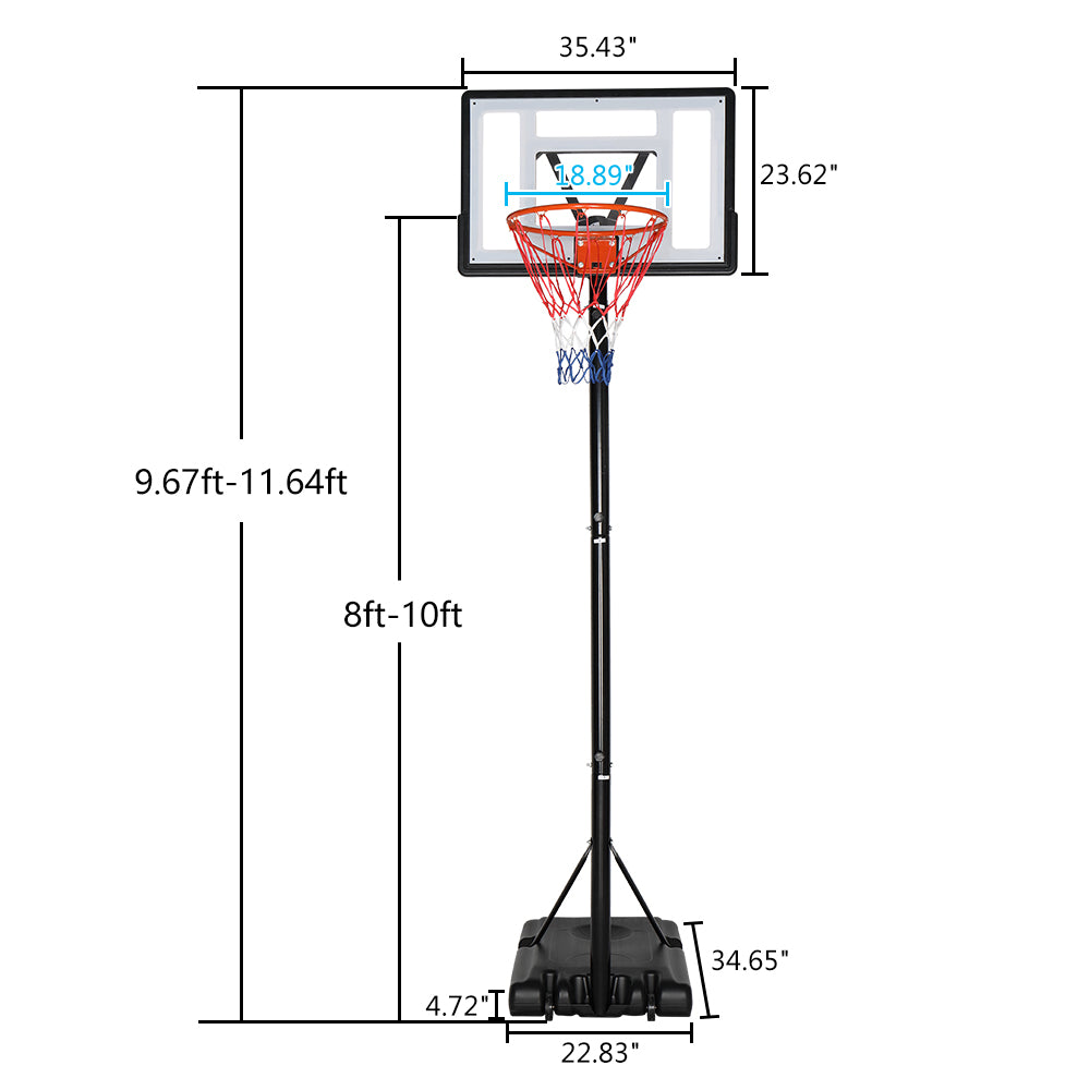 SalonMore Portable Basketball System Hoop， 7 to 10 Ft. Height Adjustable Indoor and Outdoor Stand