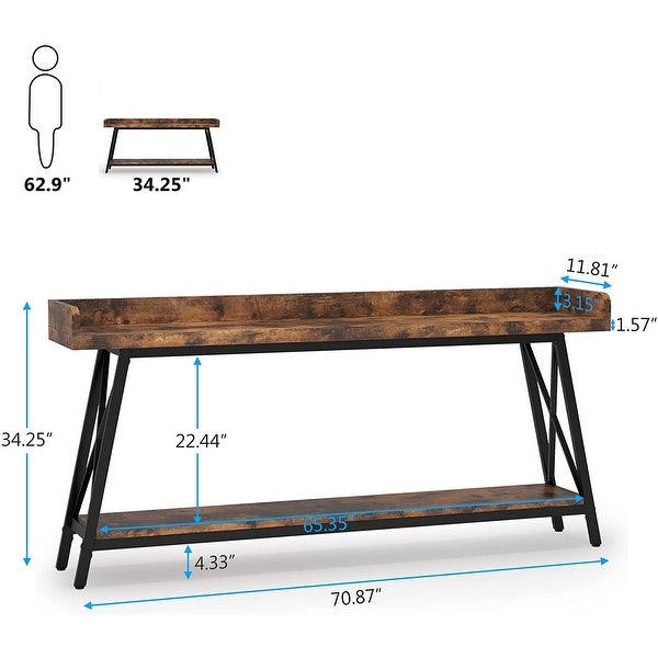 70.9 inch Extra Long Console Table Behind Sofa Couch， Narrow Entryway Table