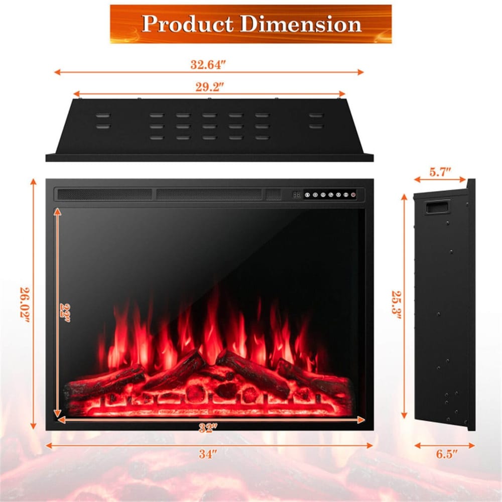 Modern 34 Inch Adjustable Flames Electric Fireplace