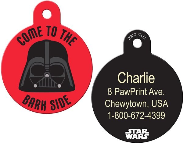 Quick-Tag Star Wars Darth Vader Bark Side Circle Personalized Dog and Cat ID Tag