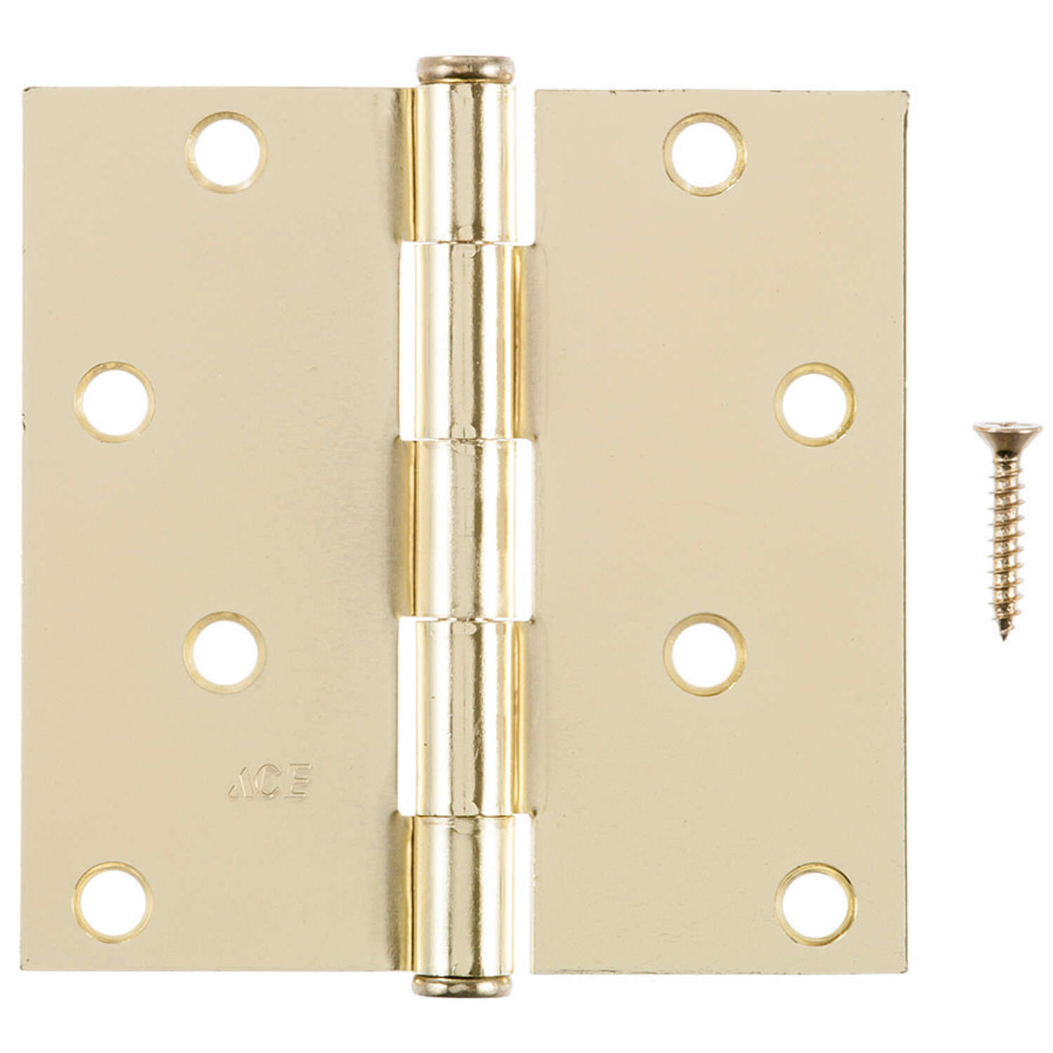 Ace 4 in. L Bright Brass Door Hinge 3 pk