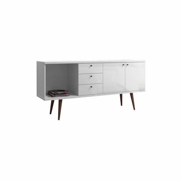 Utopia Wide Dresser in White Gloss and Maple Cream