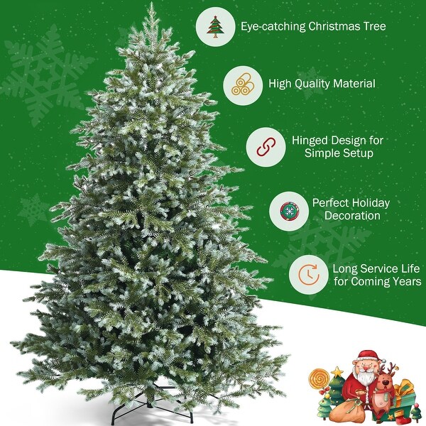 Costway 7ft Artificial Christmas Spruce Hinged Tree w/ 1260 Mixed PE and