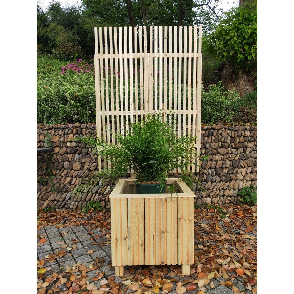 70in x 20in x 20in Wooden Cafe Barrier Planter with Trellis   1 Set