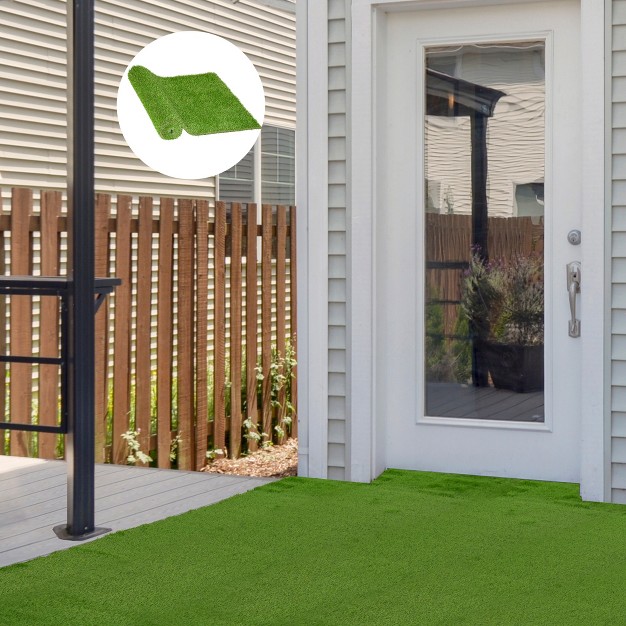 Outsunny 10 x27 X 3 x27 Artificial Turf Grass With Simulated Look amp Feel Uv Protection amp Drain Holes For Rain