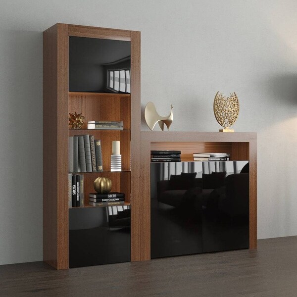 Milano Set 2D-BK Modern Wall Unit Entertainment Center