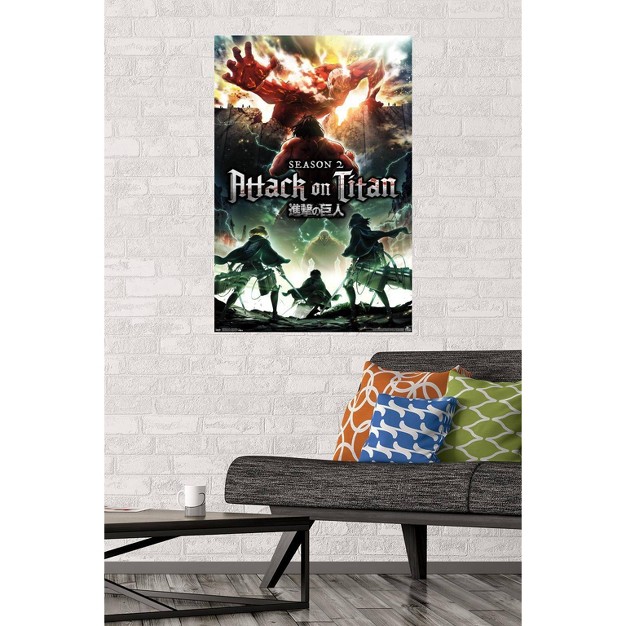 X 34 quot Attack On Titan Season 2 Teaser One Sheet Unframed Wall Poster Print Trends International