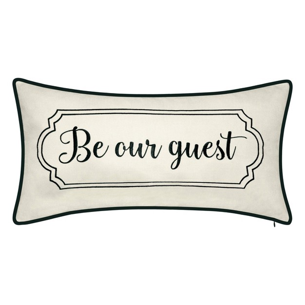 Oversized Celebrations x27 be Our Guest x27 Embroidered Lumbar Throw Pillow Oyster black Edie home