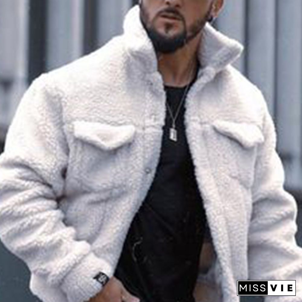 Mens Fashionable Plush Lined Casual Jacket