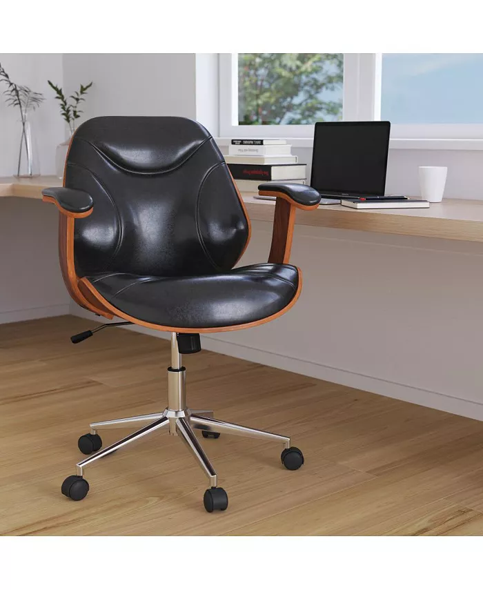 MERRICK LANE Frederick Mid-Back Ergonomic Office Chair Executive Swivel Bentwood Frame Desk Chair