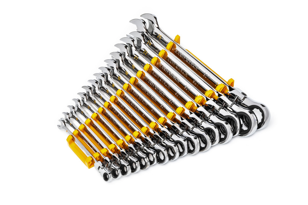 16 Pc 90T 12 Point Flex Head Ratcheting Combination Metric Wrench Set ;