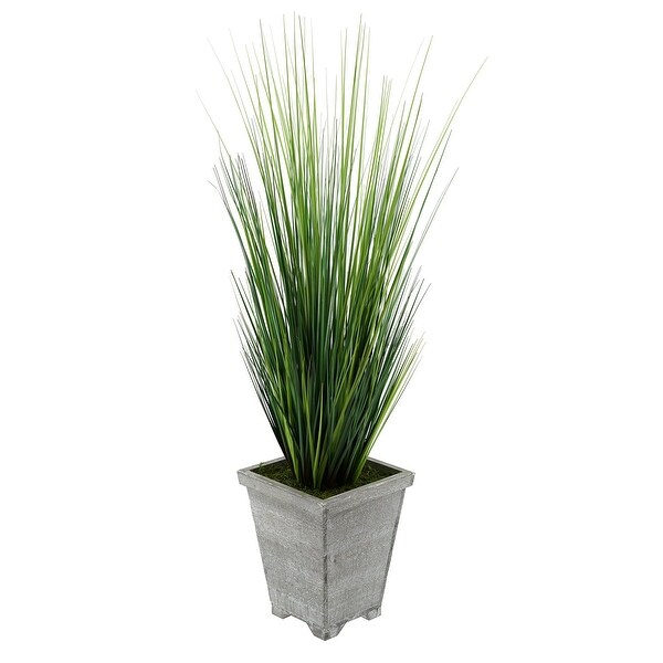 Faux 4ft PVC Grass in Washed Wood Planter