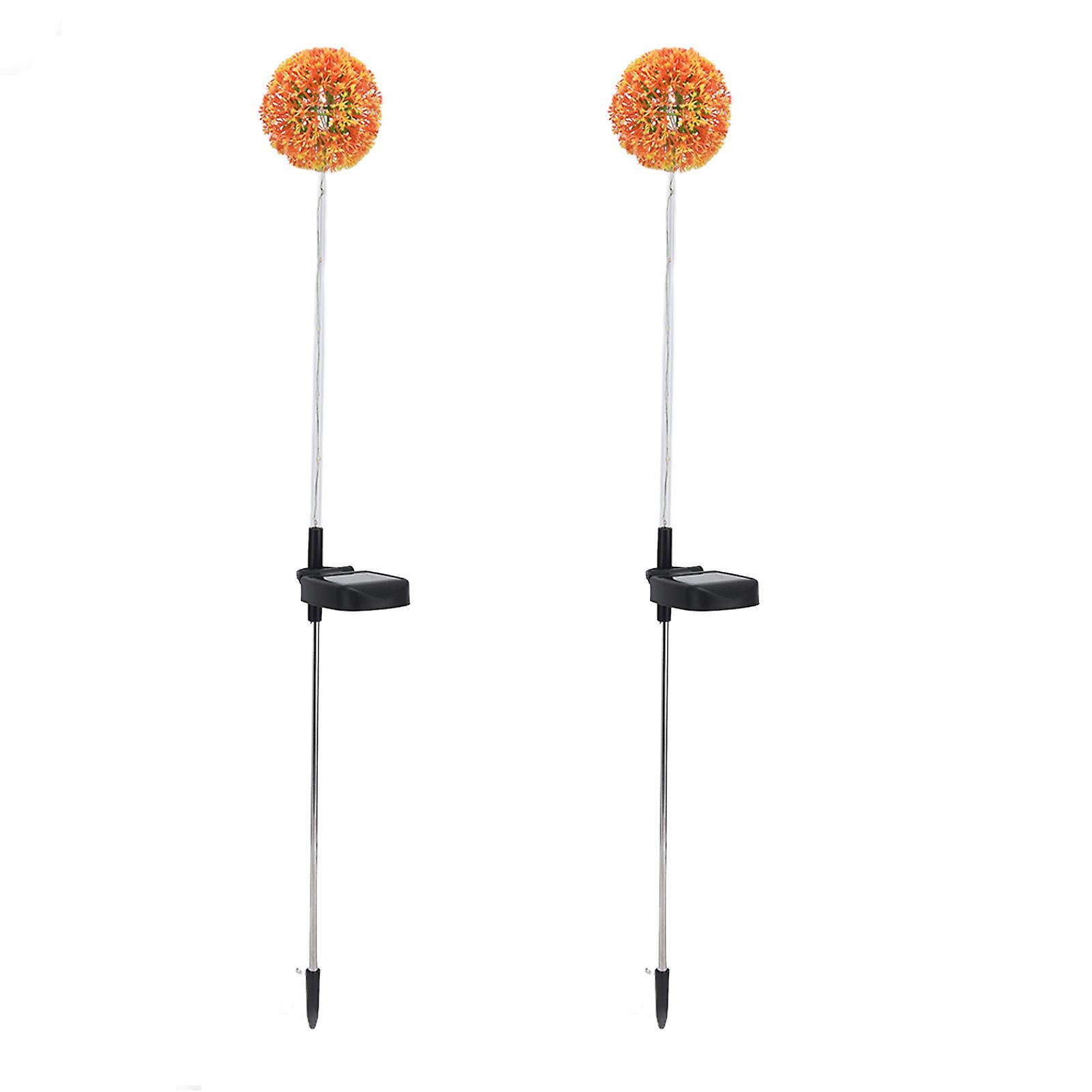 2set Solar Dandelions Garden Lights 6LED Colorful Outdoor Lawn Lamp for Patio Yard Balcony6LED Orange (2pcs)