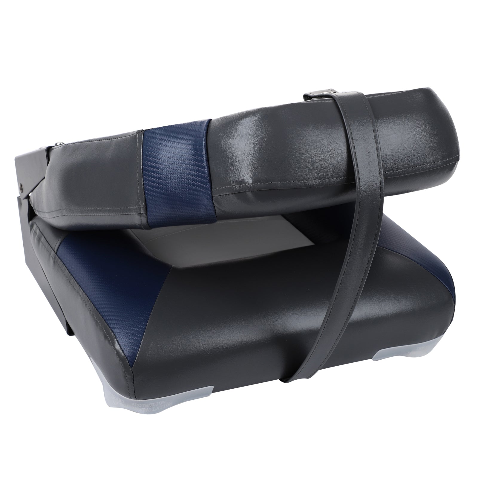 NORTHCAPTAIN S1 Deluxe High Back Folding Boat Seat，Stainless Steel Screws Included，White/Charcoal/Navy Blue（1 Seat）