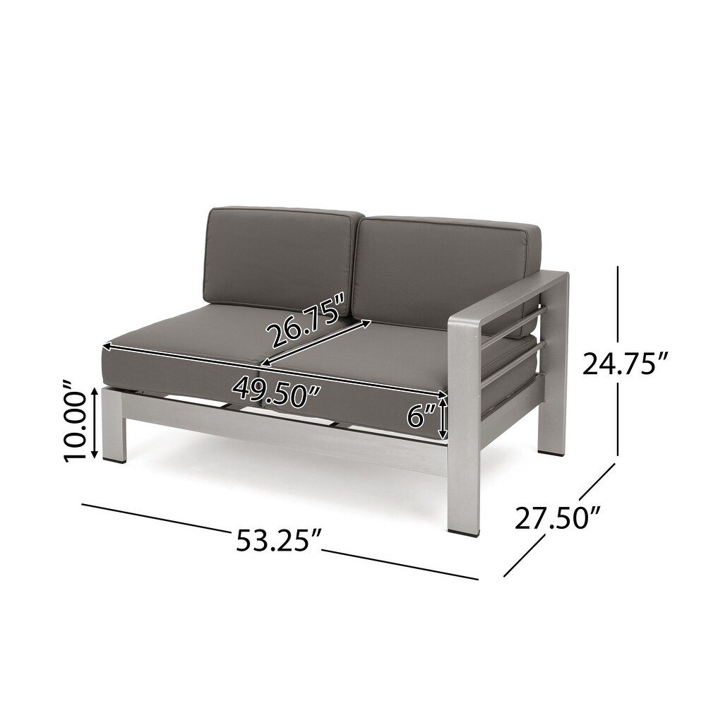 Cape Coral Outdoor 9 Seater Aluminum Sectional Sofa Set with Side Tables by Christopher Knight Home