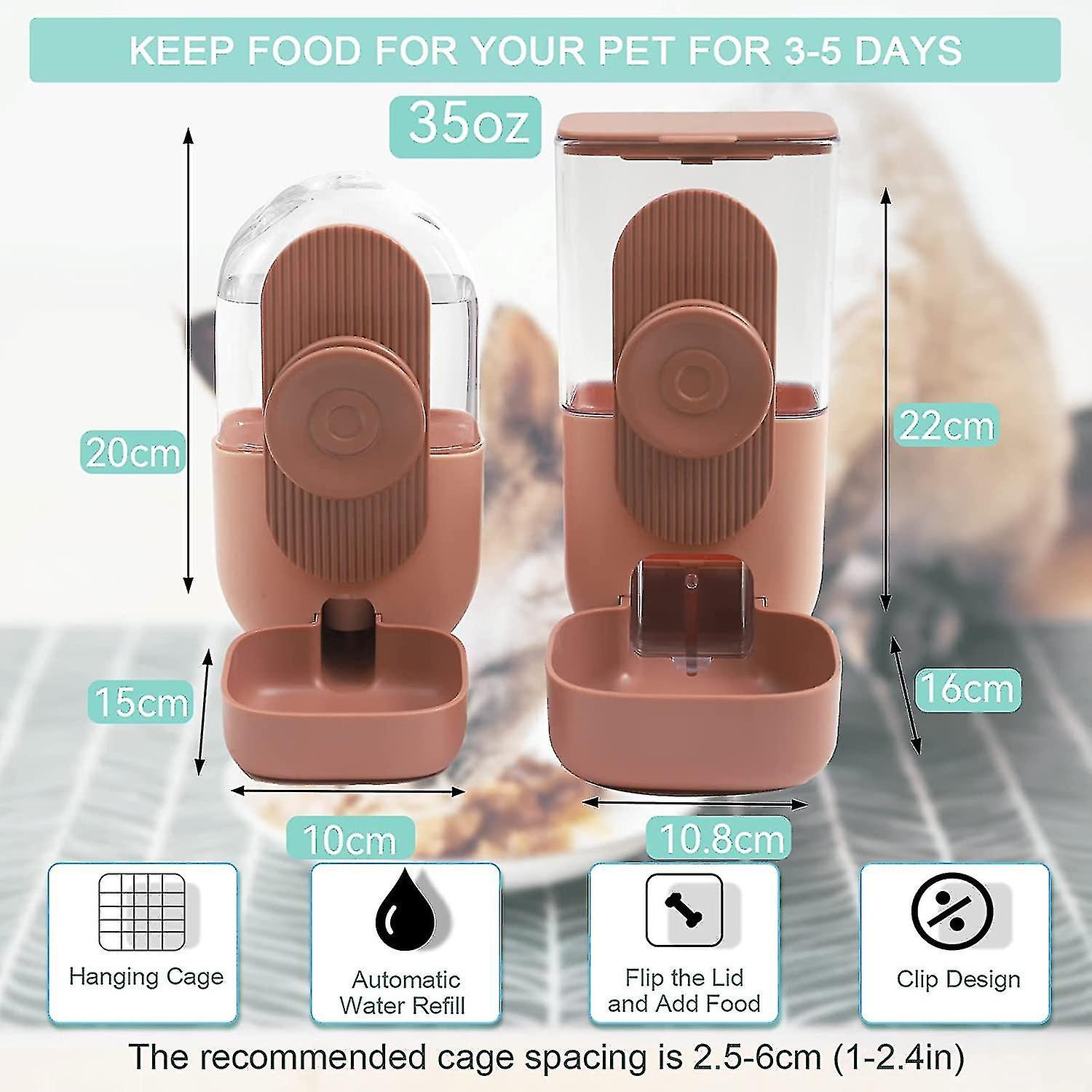 Hanging Automatic Pet Feeder Water Dispenser，gravity Auto Rabbit Feeder Water Dispenser Set For Small Animals