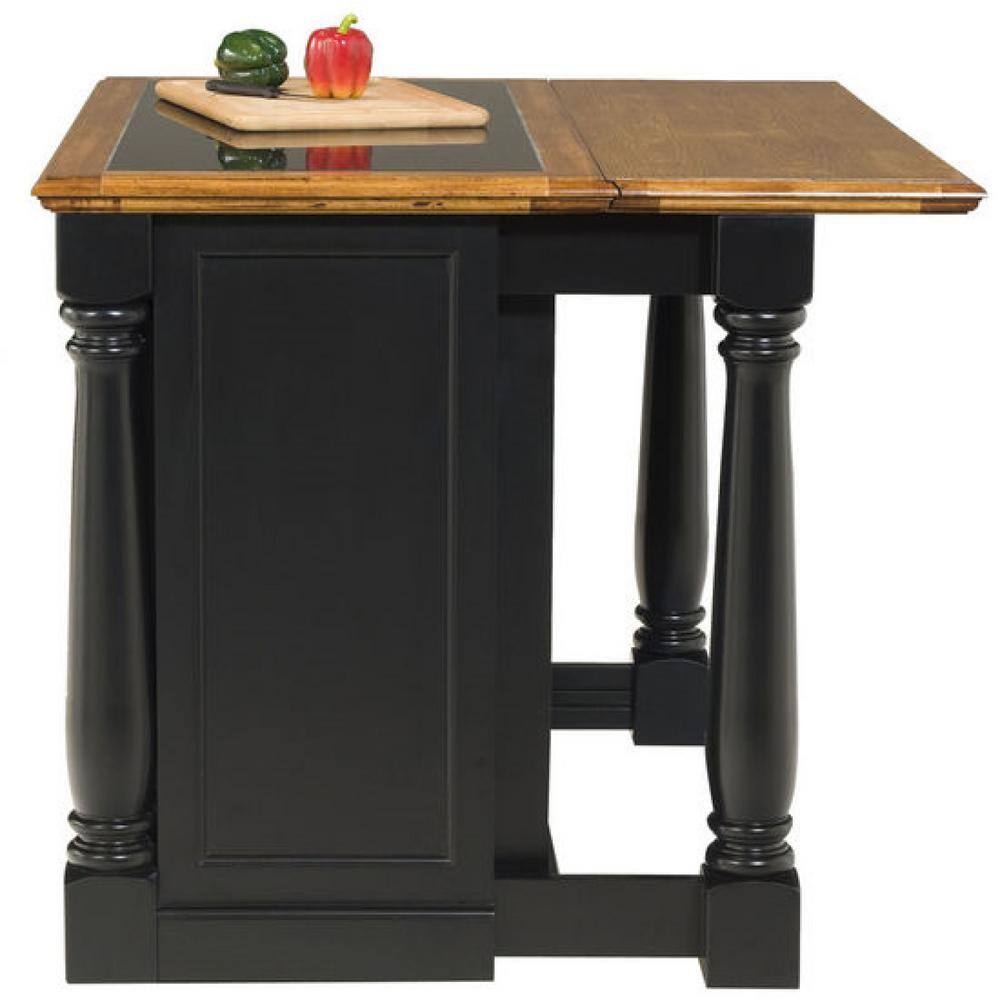 HOMESTYLES Monarch Black and Oak Kitchen Island with Granite Top 5009-94