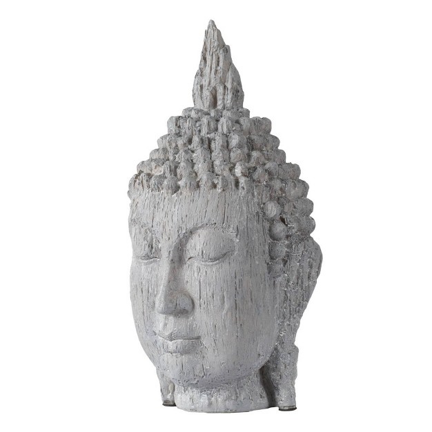 Meditating Buddha Head Sculpture Gray