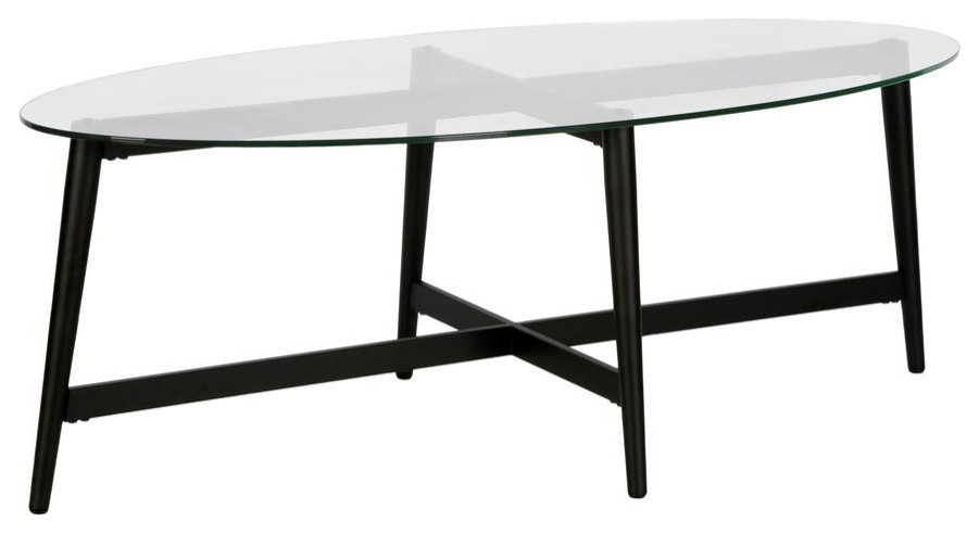 Olson 50.5  x27 x27Wide Oval Coffee Table in Blackened Bronze   Midcentury   Coffee Tables   by Homesquare  Houzz