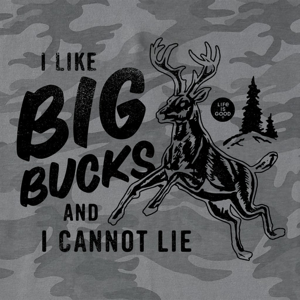 Life Is Good  Men's I like Big Bucks Allover Printed Crusher Tee