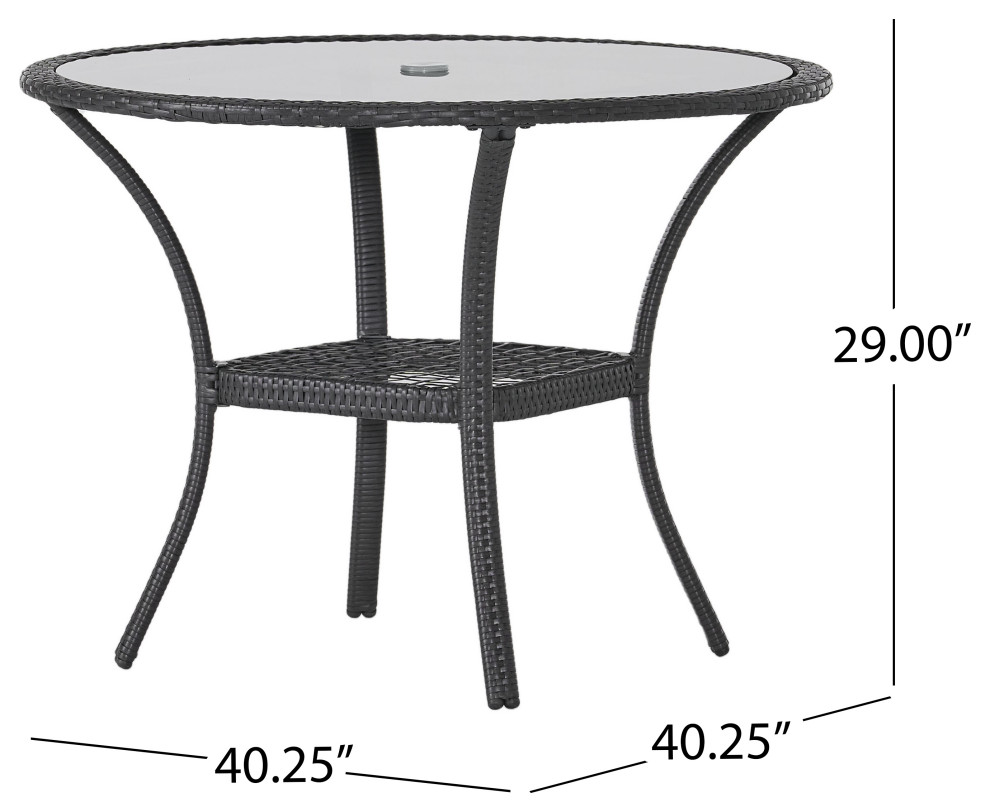 GDF Studio 5 Piece Kadelyn Outdoor Gray Wicker Dining Set   Tropical   Outdoor Dining Sets   by GDFStudio  Houzz