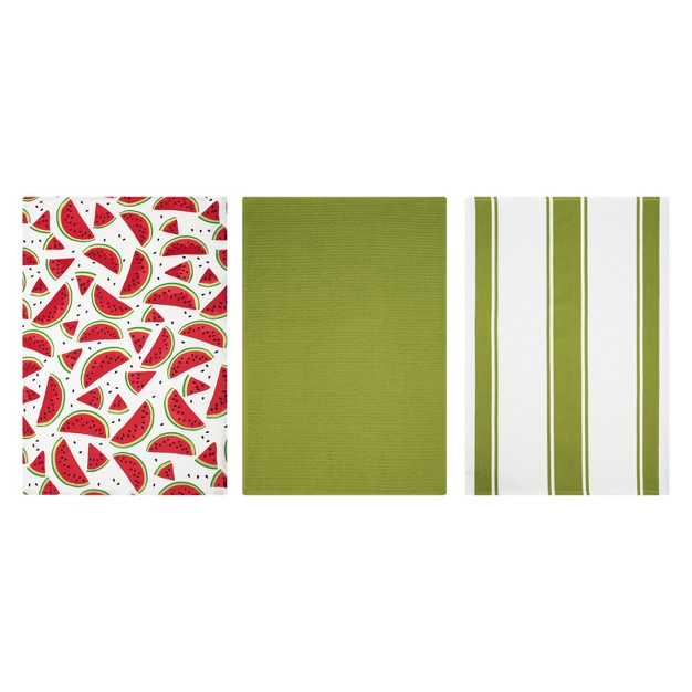 3pk Striped Kitchen Towel Solid Green Mu Kitchen